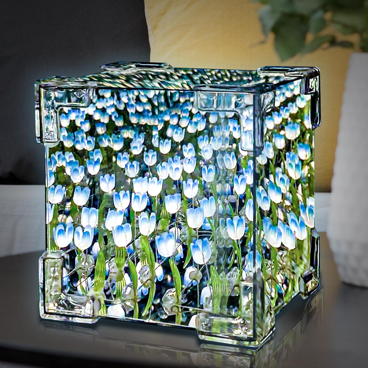 DIY Tulips Cube Mirror Lamp